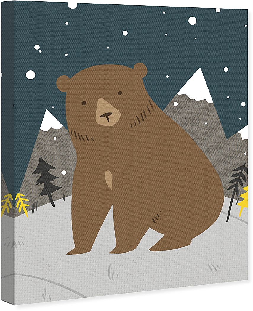 Rooms To Go Kids Snow Bear Night Navy Large Wall Art